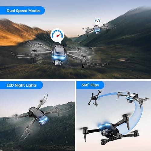 Drone with Camera - Drone with Screen on Controller for Beginners, Foldable Remote Control Quadcopter with Gesture Control, 3D Flip, One Key Start, Emergency Stop, 2 Batteries, Easier to use thumbnail 5