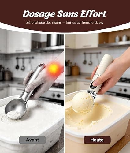 WADEO Cuillère à Crème Glacée Chauffante, Cuillère à Boule Glace Électrique | avec Écran LED, 4 niveaux Chaleur 40-70°C & Étanche IP67, 2500 mAh, Prélever Facilement Glace Dure, Lavable au lave-vaissel thumbnail 6