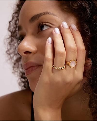 YeGieonr Gold Rings for Women Trendy Non Tarnish Chunky Gold Plated Ring, Waterproof Stainless Steel Gold Jewelry Gift thumbnail 4