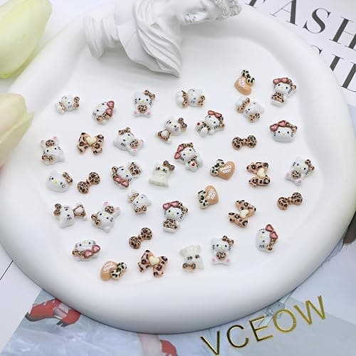 VCEOW 36pcs Kawaii Nail Art Charms Resin Cat Charms Cute 3D Cartoon Y2k Nails DIY Accessories (Style A) thumbnail 5