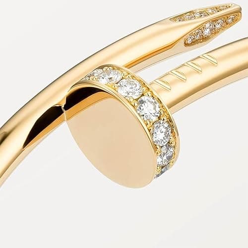 Nail Cuff Bracelet for Women & Men Elegant CZ-Studded Open Design, Stylish Gold Jewelry Gift for Fashionable and Elegant Women and Men thumbnail 3