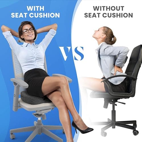 TushGuard Seat Cushion - Memory Foam Cushion for Office Chair, Car Seat, Airplane, Bleacher - Sciatica & Hip & Coccyx Pain Relief Cushions for Long Sitting Office Workers, Car Drivers (Grey, X-Large) thumbnail 7
