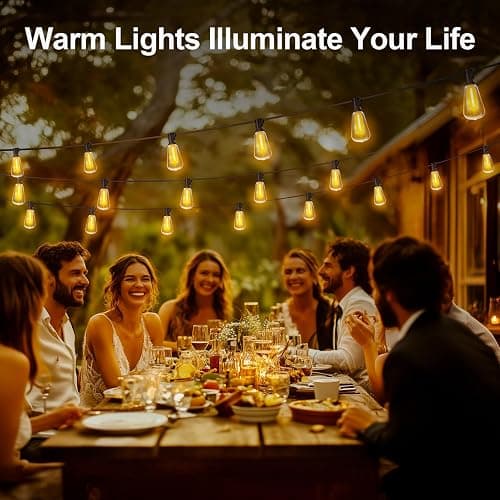 Outdoor Lights String Patio Outside - 100ft 30M LED Waterproof Light ST38 | Dimmable, Shatterproof, Hanging Lighting Edison Bulb Deck Backyard Gazebo Balcony Party Bistro Cafe Pergola Garden Yard Porch thumbnail 8