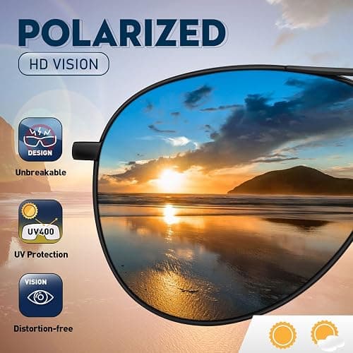 phikttu Sunglasses Men Polarized Aviator Sunglasses for Men Women Fishing Driving Sun glasses Metal Frame UV400 Protection thumbnail 9