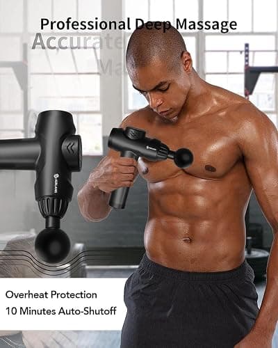 AERLANG Massage Gun,Fathers day gift ideas Percussion Massage Gun, Muscle Handheld Deep Tissue Massager (Black)-– Six Different Adjustable Heads for Different Muscle Groups - 20 Speed Option thumbnail 6