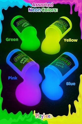 Playbees Glow in The Dark Slime – 6 Pack Neon Party Favors for Kids, Sensory Toy for Boys & Girls Ages 5+, Non-Toxic, Stretchy, Gooey Fun – Birthday, Halloween, Classroom & Treat Bags thumbnail 3