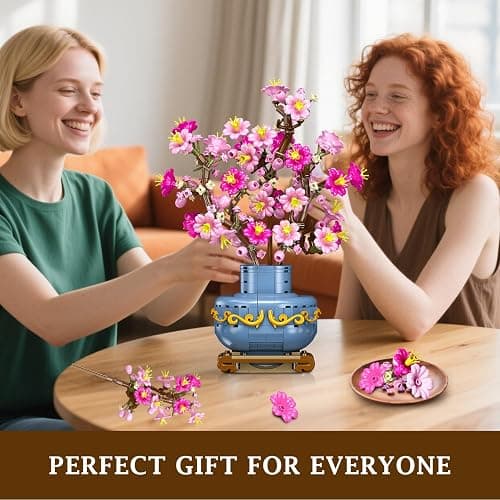 HOGOKIDS Flowers Cherry-Blossom Bonsai Building Set - 2 in 1 Artificial Bonsai Tree Plants for Home Decor & Display Cherry Botanical Building Blocks Birthday Valentine's Gift for Adults Teens (775PCS) thumbnail 9