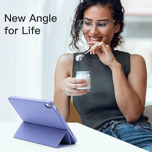 Akkerds Compatible with iPad (A16) 11th Generation Case 11 Inch 2025, for iPad 10th Generation Case 10.9 Inch 2022 with Pencil Holder, Slim Trifold Stand Protective Cover with Soft TPU Back,BluePurple thumbnail 2