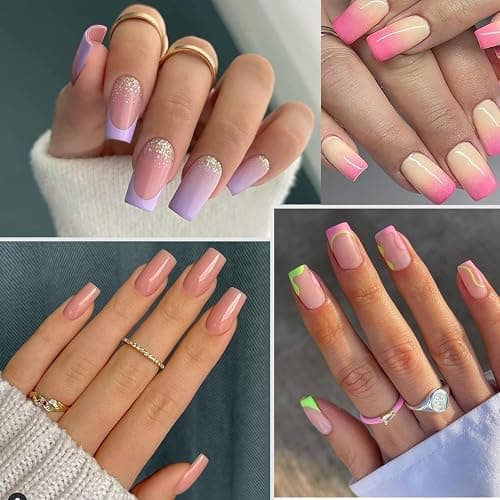 UNA GELLA Nail Tips Square Medium, 216 Stück 12 Größen Soft Gel Tips Quadratische Full Cover Nageltips für Nagelverlängerung Alltag Zuhause und DIY Nageldesign thumbnail 9