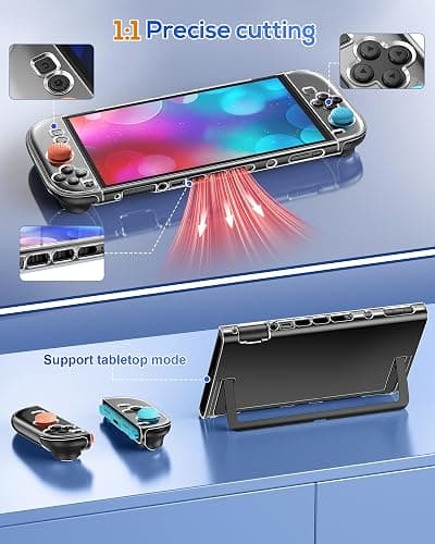 FYOUNG Clear Protective Case for Nintendo Switch 2(2025), Transparent Slim Hard Shell for Switch 2 Accessories, Scratch&Shock Protection Cover for Joycon 2 with Screen Protector, 8 Thumb Grip thumbnail 2
