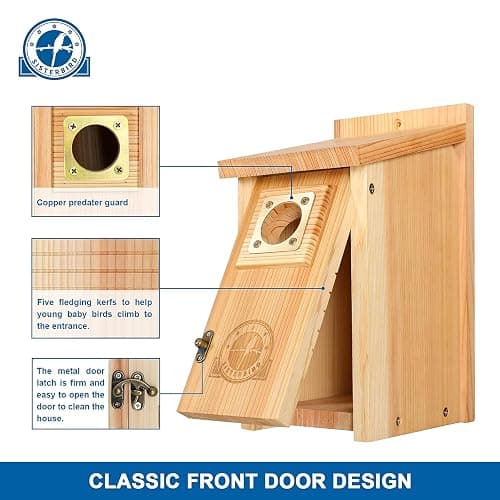 SISTERBIRD 2 Pack Bird Houses for Outside Clearance with Copper Guard, Cedar Bird House Outdoor, Bluebird Finch Swallow Wren Chickadee Assembly Required thumbnail 7
