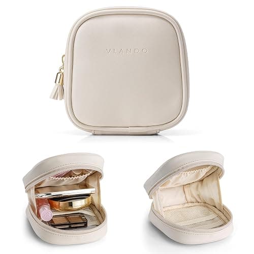 VLANDO Small Makeup Bag for Purse,Mini Water-Resistant Pouch with Pockets | Organizes Lipstick,Compacts,Small Daily Essentials Practical Gift for Women, Ideal for Purse,Travel - Image 1
