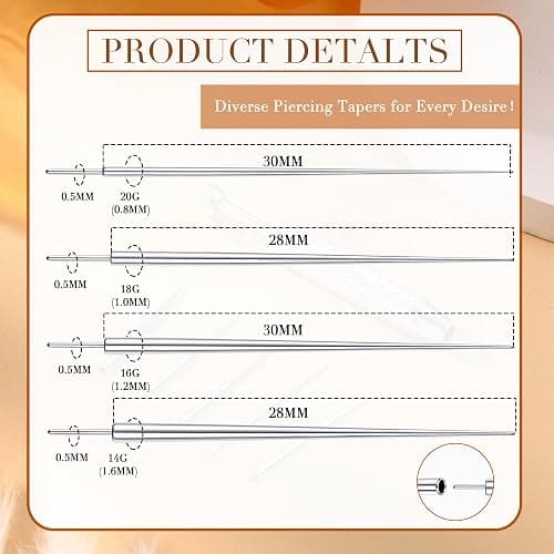 GEMQUEEN Piercing Taper Ball Grabber Tool for Changing Jewelry - 14G 16G 18G 20G Stainless Steel Flat Back Earrings Applicator Tool Threadless Insertion Pin Thread Body Piercing Kit for Ear Nose Lip thumbnail 2