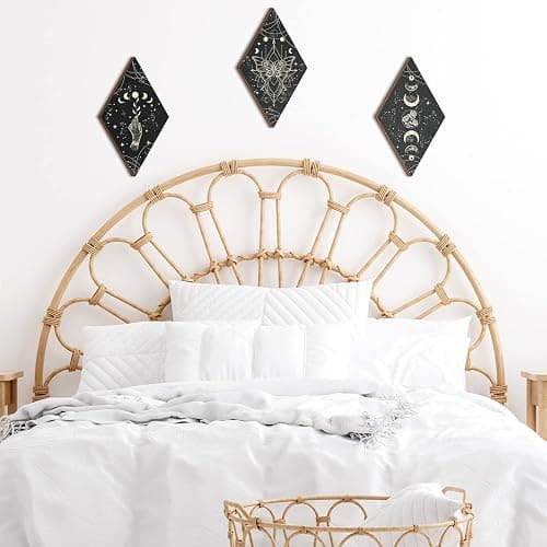 Ferraycle 3 Pcs Rustic Boho Wall Decor Moon Phases Butterfly Wall Art Stars Moon Decor Minimalist Room Decoration Wooden Gothic Witchy Pediments Hanging Sign for Home(6.7 x 11.8 Inch,Black, Gold) thumbnail 4