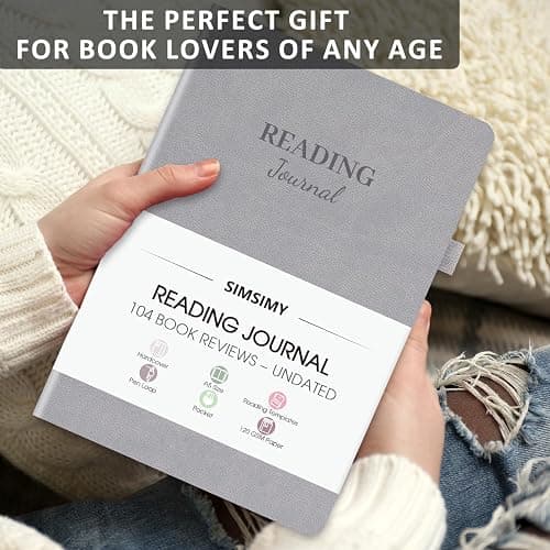 SIMSIMY Reading Journal with 104 Book Reviews, Book Journal for Books Lovers & Readers - Review and Track Your Reading Progress, Reading Log Notebook Gift, A5, Gray thumbnail 7