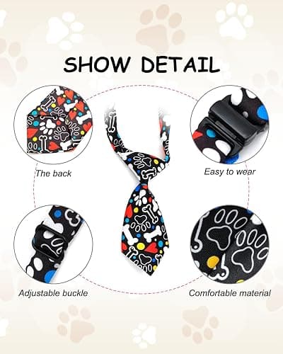 PET SHOW 10pcs Pack Paw Small Dog Ties Neckties for Doggies Cats Adjustable Holiday Birthday Grooming Accessories Neck Ties Bowties Girl Boy Festival Wedding Costumes Puppies Photography Party Gift thumbnail 2