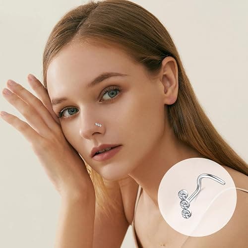 ONESING 36-44 Pcs 18G 20G Nose Rings Studs Nose Rings for Women Nose Piercings Jewelry Surgical Stainless Steel Nose Studs Moon Star Heart Butterfly Hypoallergenic Body Piercing Jewelry for Women Men thumbnail 6