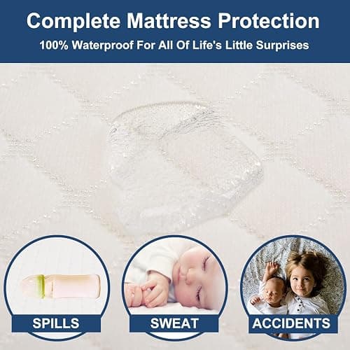 Wonder Living Baby Bassinet Mattress, Breathable, Hypoallergenic, Premium Foam, Non-Toxic, Oval Shaped with Removal Waterproof Cover,15" x 30" x 2'', White thumbnail 7