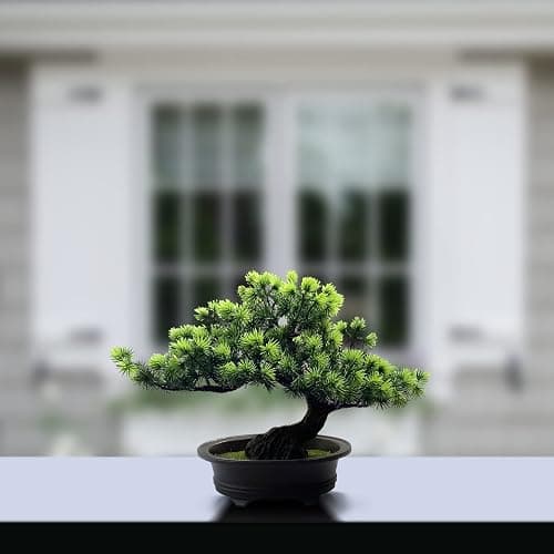 Artificial Plants Greenery Bonsai, Room Decor Fake Bonsai Tree for Home Decor Indoor Bookshelf Office Desk Bathroom Farmhouse Decor, Tall 9.5" thumbnail 2