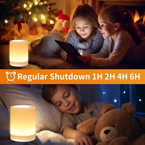 OORUN Touch Bedside Table Lamp,13 RGB Colors & 5 Brightness, USB Rechargeable Desk Lamp, Remote Control Dimmable Night Light with RGB Color Changing,Portable Lamp for Baby (2 Pack White) thumbnail 6