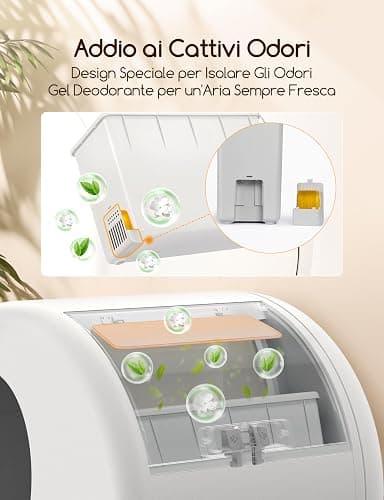 MeoWant Lettiera Gatto Autopulente, 57,6L Lettiera Automatica per Gatti con Sacchi Spazzatura e Tappetini Gatti per Multi Gatto, Isolamento Odori, Pulizia Facile, Comando APP thumbnail 3