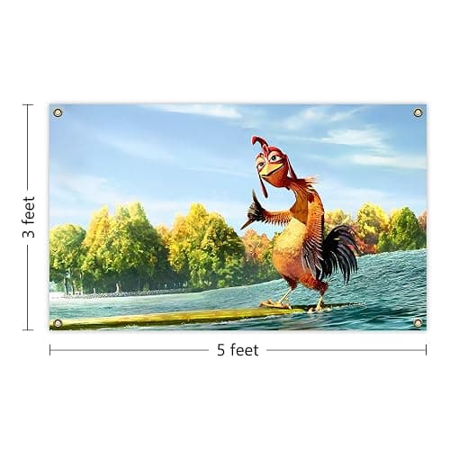 Chicken Flag 3x5 Ft with 4 Brass Grommets for College Dorm Living Room Bedroom Home Office Wall Decor or Outdoor Courtyard Deco (Chicken Flag) thumbnail 3