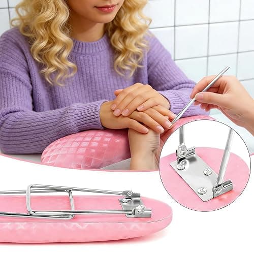 Krofaue Arm Rest for Nails Tech, Professional Microfiber Leather Nail Hand Rest Stand Arm Rest for Acrylic Nails Cushion Hand Holder with Non-slip - Nail Technician Use Must Have (Pink) thumbnail 7