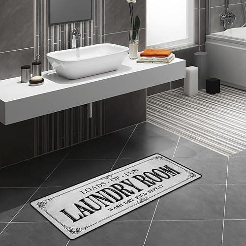 ROMAMIGO Grey Runner Rug, Farmhouse Kitchen Floor Mat, Non Slip Laundry Room Decor, Large (20 X 47 inch) thumbnail 4