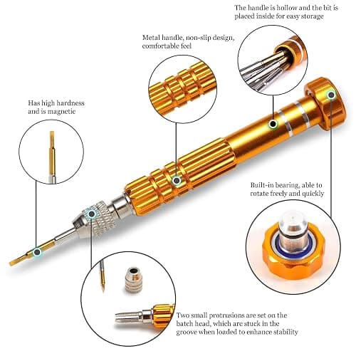 YANPLS Small Screwdriver Watch Glasses Mini Set, Micro Precision Tiny Screwdriver Set Small Screwdriver Set for Electronics Eyeglass (gold) thumbnail 4