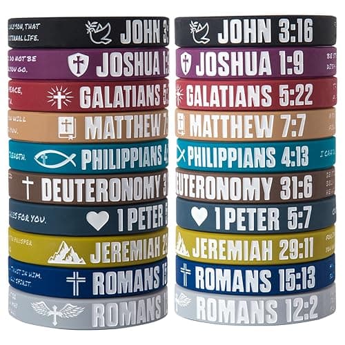 CYCLUSIVE 12 Pieces Christian Bible Verses Silicone Wristbands-Popular Bible Verses Faith Rubber Bracelets-Religious Gifts-Jesus Bracelets for Men Women - Image 1