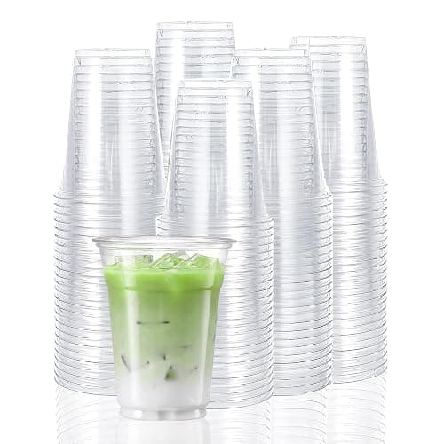 TashiBox 12 Ounce - 100 Count Plastic Cups for Cold Drink, Disposable Coffee Cups - Image 1
