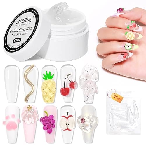 MIZHSE Solid Builder Gel Clear 3D Nail Gel, Non-Stick Sculpting Gels for 3D Nail Art Carving Building Modeling Hard Nail Extension Soak Off UV/LED Nail Art Salon Home DIY 15g thumbnail 10