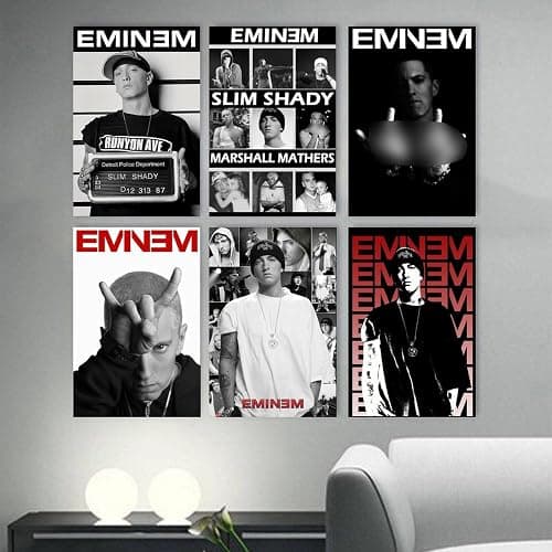 Xuseoua Eminem-Poster, Rapper-Musik, Vintage-Cover, Schwarz-Weiß, Wandkunst, Leinwandposter, Raumdekor, ästhetischer Poster, Druck, Dekorposter, 20 x 30 cm, Stil 1 thumbnail 7