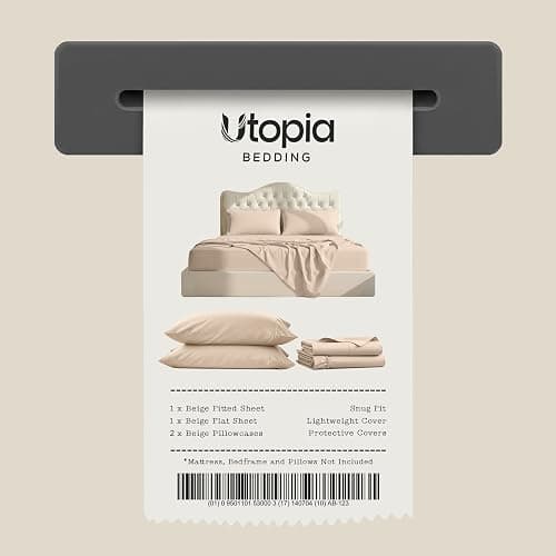 King Sheets Set, 4 Pieces 16" Deep Pocket Hotel Luxury Bed Sheets, Beige | Extra Soft Bedsheet Set, Comfy & Breathable Cooling Sheets, Wrinkle & Fade Resistant, Fitted Sheet, Flat Sheet, 2 Pillowcases thumbnail 7