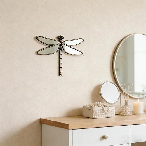 Wartter Decorative Dragonfly Wall Mirror, Plastic Frame with Mirrored Wings (12.4 x 9.3 inches) (Bronze) thumbnail 4