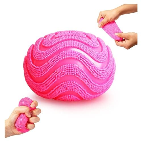 Fuzz Ball, Stress Fuzz Balls for Adults, Soft Fidget Toy for Anxiety Relief, Squishy Slow Rising High Density Ice Squeeze Ball Cubes Cube Sensory for Office Anxiety Stress Relief(Pink) - Image 1