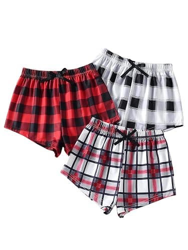 Milumia Girl's 3 Pieces Casual Plaid Print Elastic Waist Comfy Summer Fall Shorts - Image 1