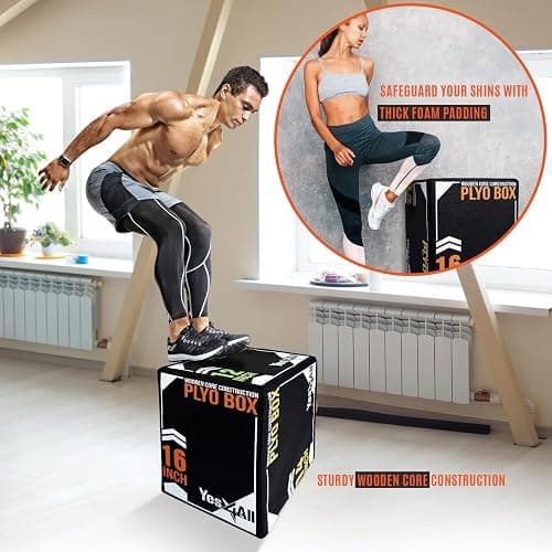 Yes4All 3-in-1 Soft-Padded Plyo Box With Wooden Core, Non-Slip Multi-Use Cushioned Plyometric Jump Box with Vinyl Cover for Jumping, Conditioning, Strength Training thumbnail 4