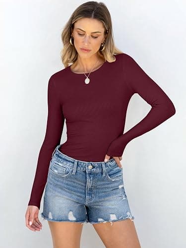 ANRABESS Women Long Sleeve Shirts Rib Knit Slim Fit Tops Basic Tee 2025 Fall Outfits Casual T-Shirt Underscrubs Layer Clothes thumbnail 2