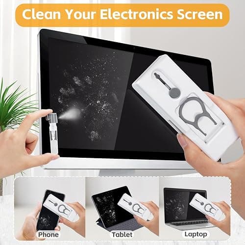 Alyvisun 11 en 1 Kit Limpieza PC Multifuncional, Cepillo de Limpiador Teclado con Extractor de Teclas, para Laptop, Teléfonos, Auriculares, Gris thumbnail 6