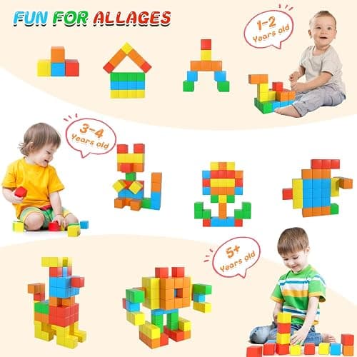 Magnetic Blocks,1.41 inch Large Building Blocks for Kids Ages 3-5 4-8 Sensory Magnetic Cubs for Kids 1-3 Preschool Educational Gifts Toys for Toddlers 3 4 5 6 7 8 Year Old Boys Girls 28PCS thumbnail 4