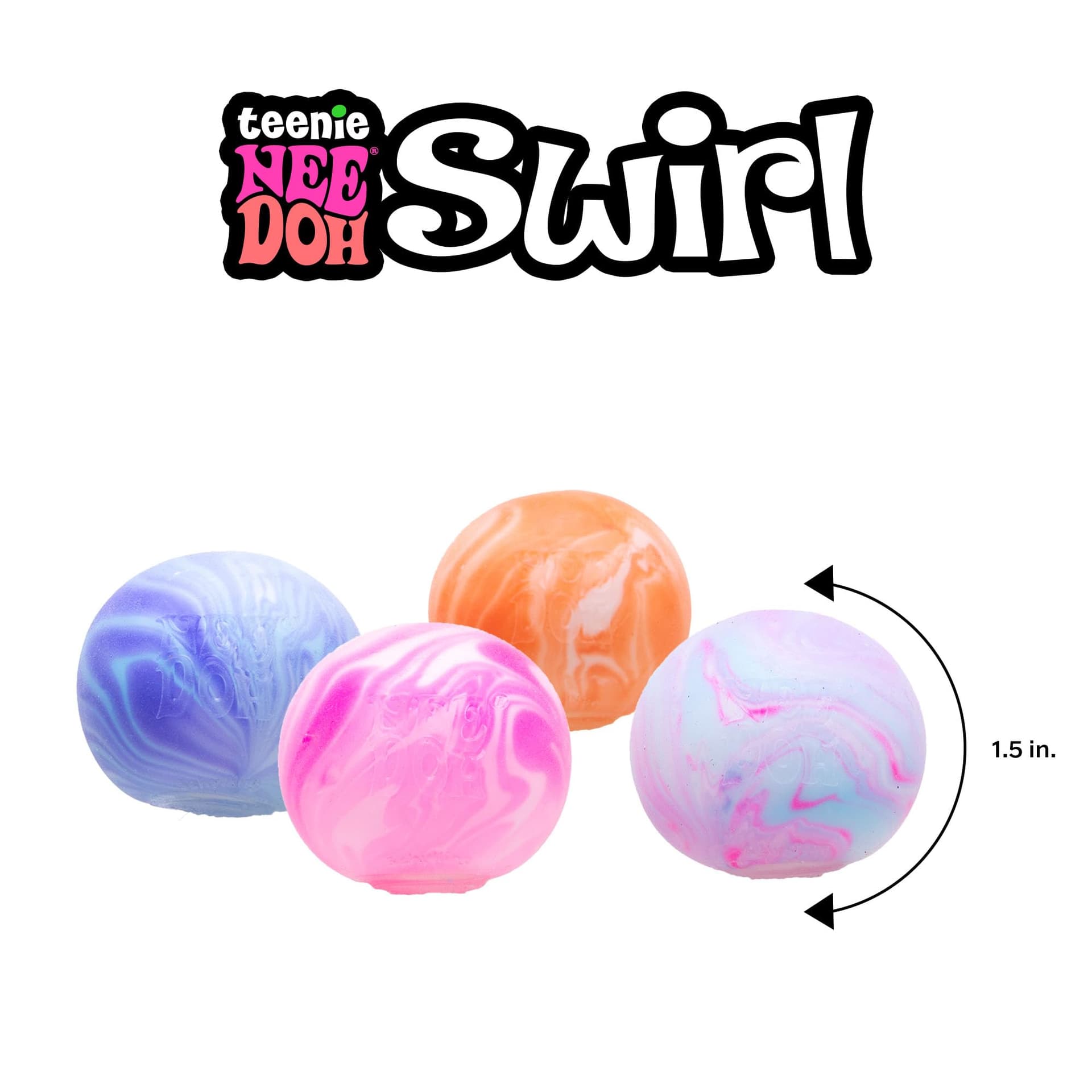 Nee Doh Swirl Teenie Multipack, 4 Assorted Colours/Styles Per Pack - Dough Till, Transparent with Marble Swirls Painted Inside thumbnail 5