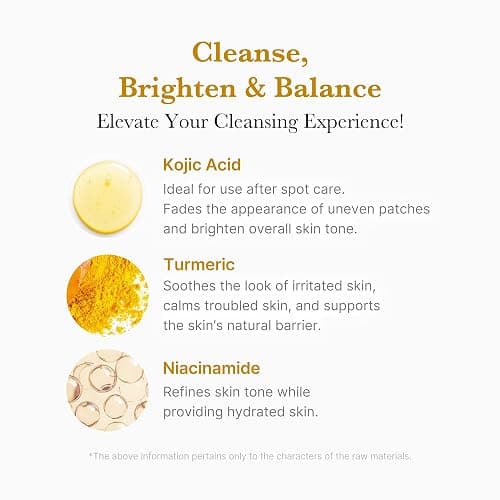 medicube Kojic Acid Turmeric Whip Cleanser | Daily Facial Cleanser for Brightening, Balancing Skin Tone & Texture | Fade Appearance of Uneven Patches & Ideal for Use After Spot Care | Korean Skincare thumbnail 3