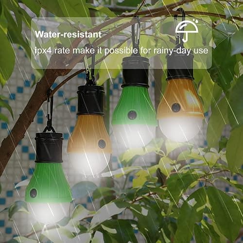 LED Camping Tent Lantern, Portable Outdoor Waterproof Emergency Light Bulb | Battery Powered with Clip Hook, Super Bright, for Hiking, Party，Camping, Fishing, Power Failure (5 Packs, Multi-Color) thumbnail 3