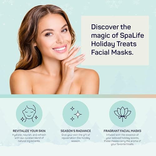 SpaLife Beauty Holiday Treats Christmas Face Mask Bundle | Korean Facial Mask | Hydrating, Soothing and Moisturizing Sheet Mask Set | Stocking Stuffers for Women | Bulk Christmas Gifts | 12 Pack thumbnail 6