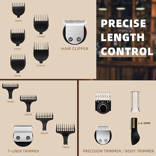 Ufree Beard Trimmer for Men, Electric Razor Shaver, Cordless Hair Clipper Shaving Kit for Mustache Body Nose Ear Hair Facial, Adjustable Beard Grooming Kit Birthday Gifts for Men thumbnail 7