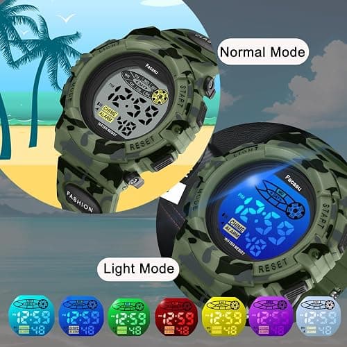 Facasu Kids Watch Digital for Boys-Waterproof Kids Sports Watch with Light, Alarm&Snooze,Stopwatch Military Design Silicone Band Gift for Birthdays,Christmas Outdoor Activities(8+ Years) thumbnail 2