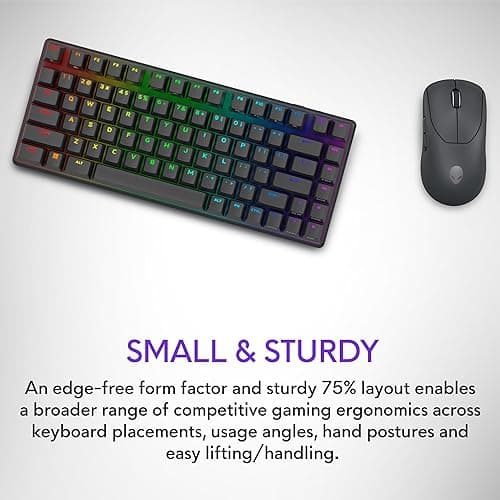 Alienware Pro Wireless Gaming Keyboard - Bluetooth 5.1/2.4 GHz Radio Frequency Connectivity, Linear Mechanical, Hot-swappable switches, Tri mode connectivity, Adjustable Height - Dark Side of the Moon thumbnail 5
