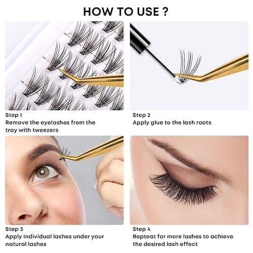 WONSIS Lash Clusters, Individual Lashes, 240 Pcs 20D Individual Lash Extensions, Volume Soft Lightweight Reusable DIY Eyelash Extensions, Thickness 0.07mm C Curl False Eyelashes 8/9/10/11/12mm thumbnail 5