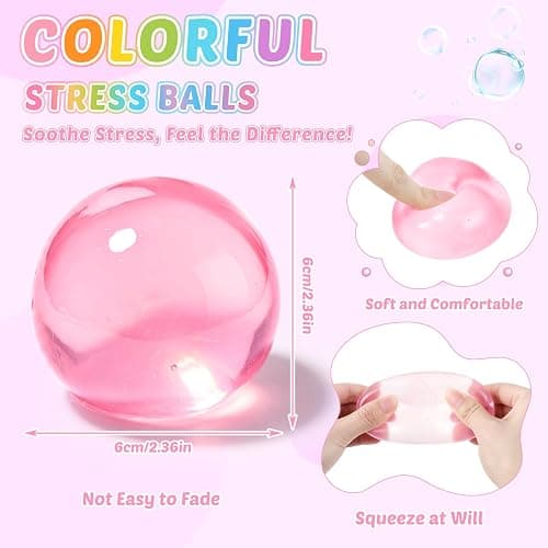 Coconut Oil Squishy Balls, Slow Rising Squeeze Balls Stress Relief Fidget Toys (Pink) thumbnail 2